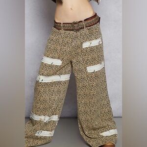 POL Leopard Print Wide-Leg Pants
